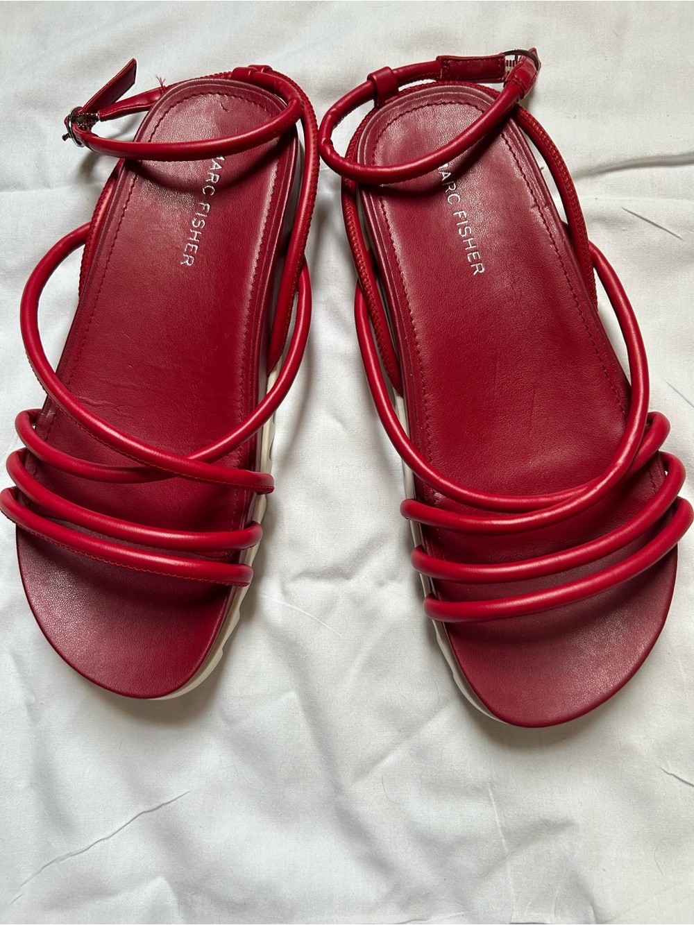 Marc Fisher Red Multi-Strap Ankle Strap Sandals
